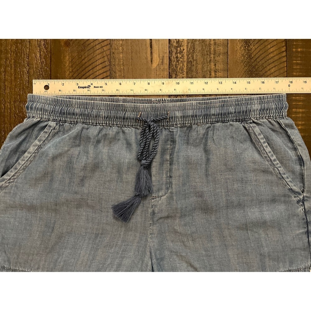 SAKS Fifth Avenue 100% Lyocell Shorts, with Fringe Accents & Drawstring, Size L - Picture 3 of 6